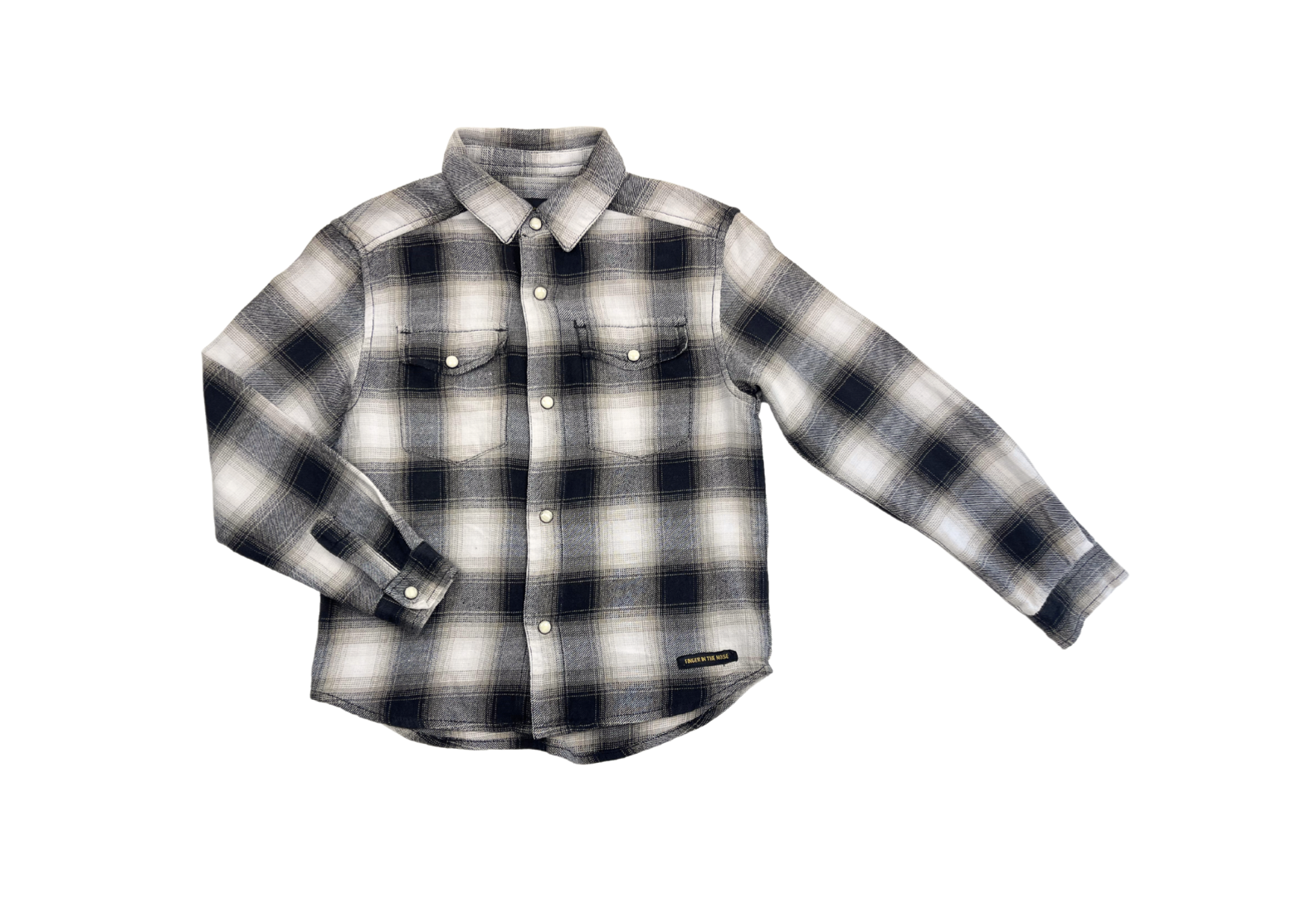 FINGER IN THE NOSE - Beige/schwarz kariertes Hemd - 8/9 Jahre