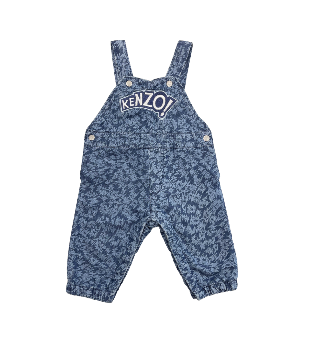 KENZO - Salopette bleu à motifs et inscription "Kenzo" - 3 mois