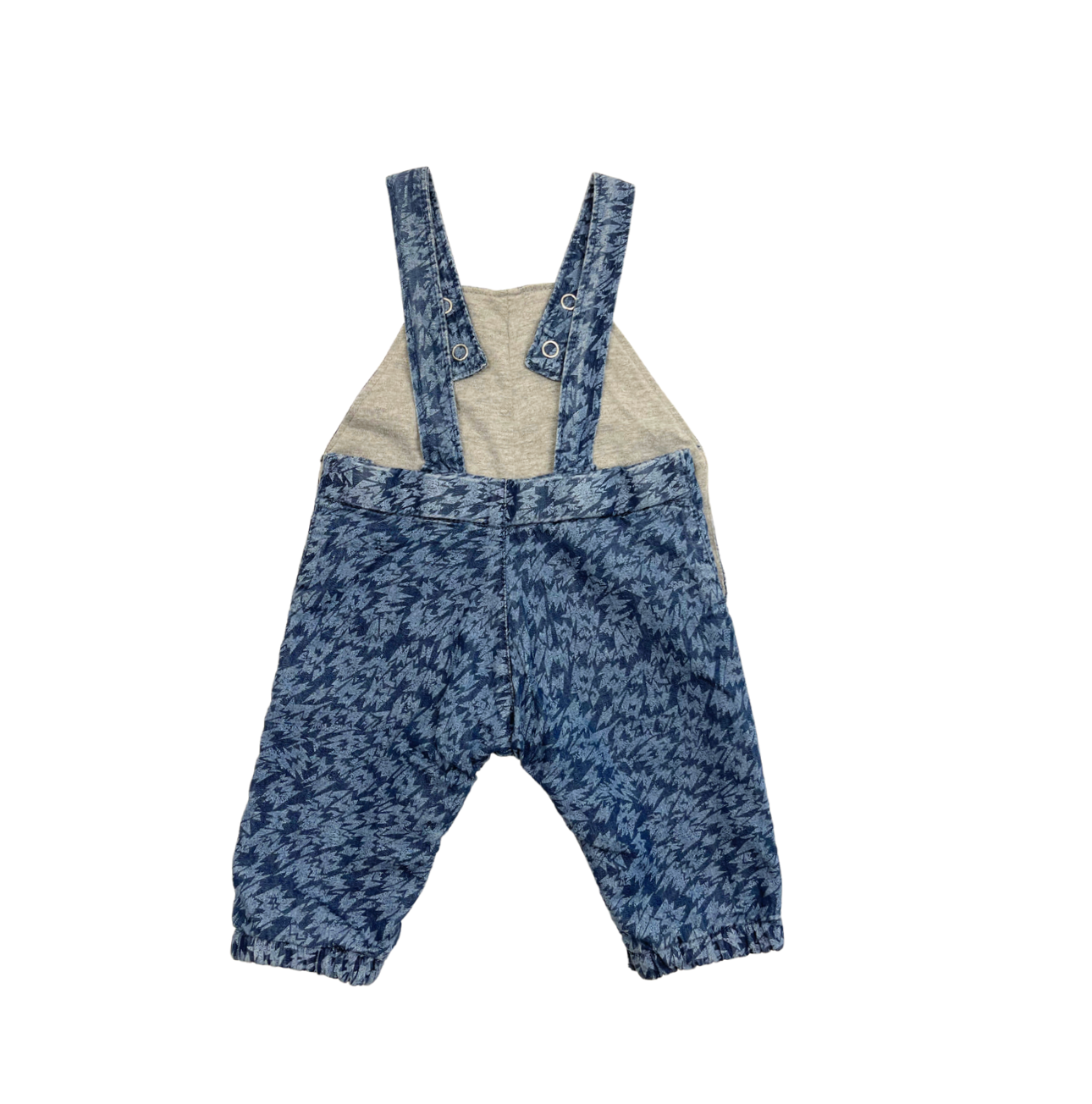 KENZO - Salopette bleu à motifs et inscription "Kenzo" - 3 mois