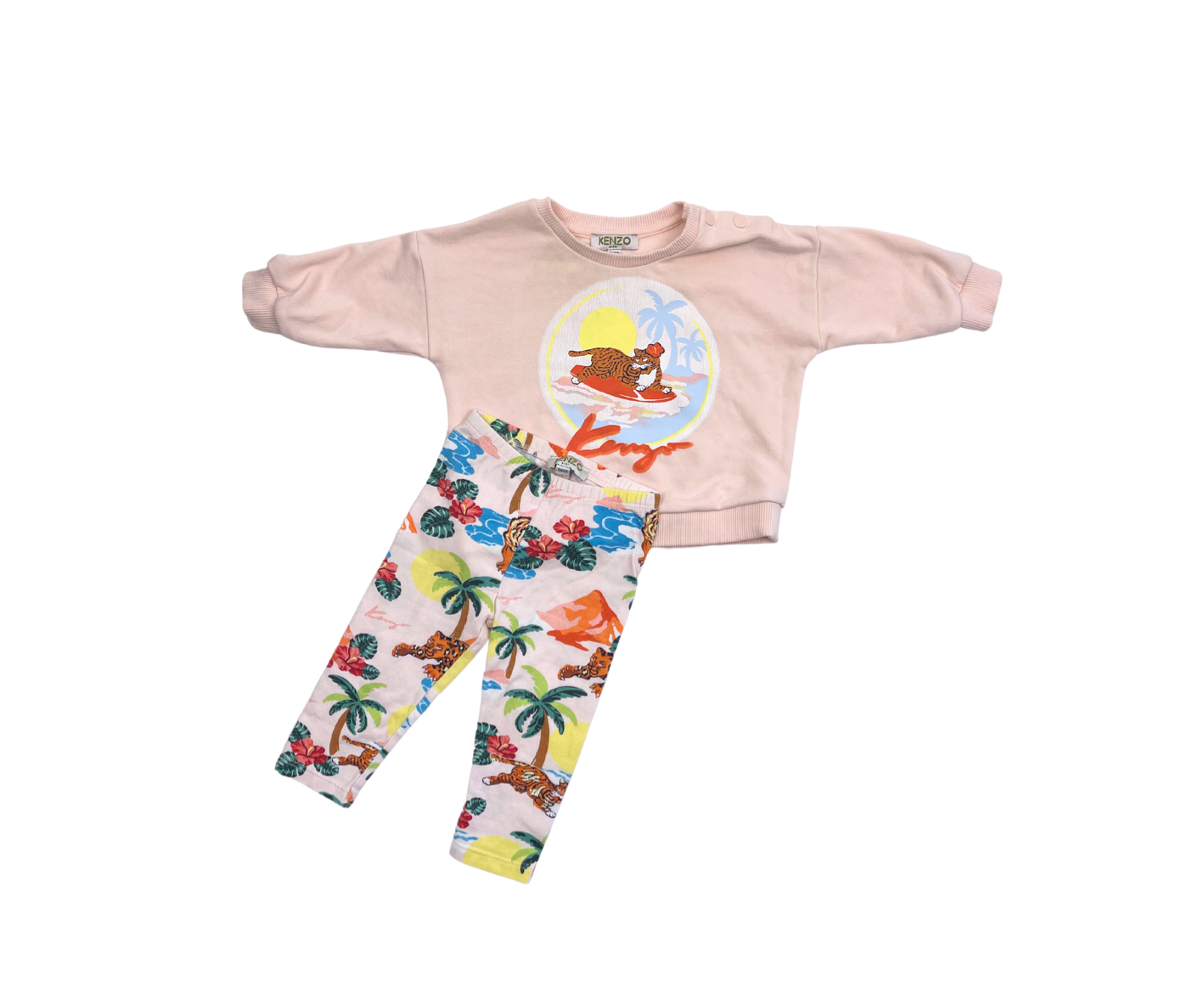 KENZO - Ensemble sweat + legging roses à motifs - 6 mois