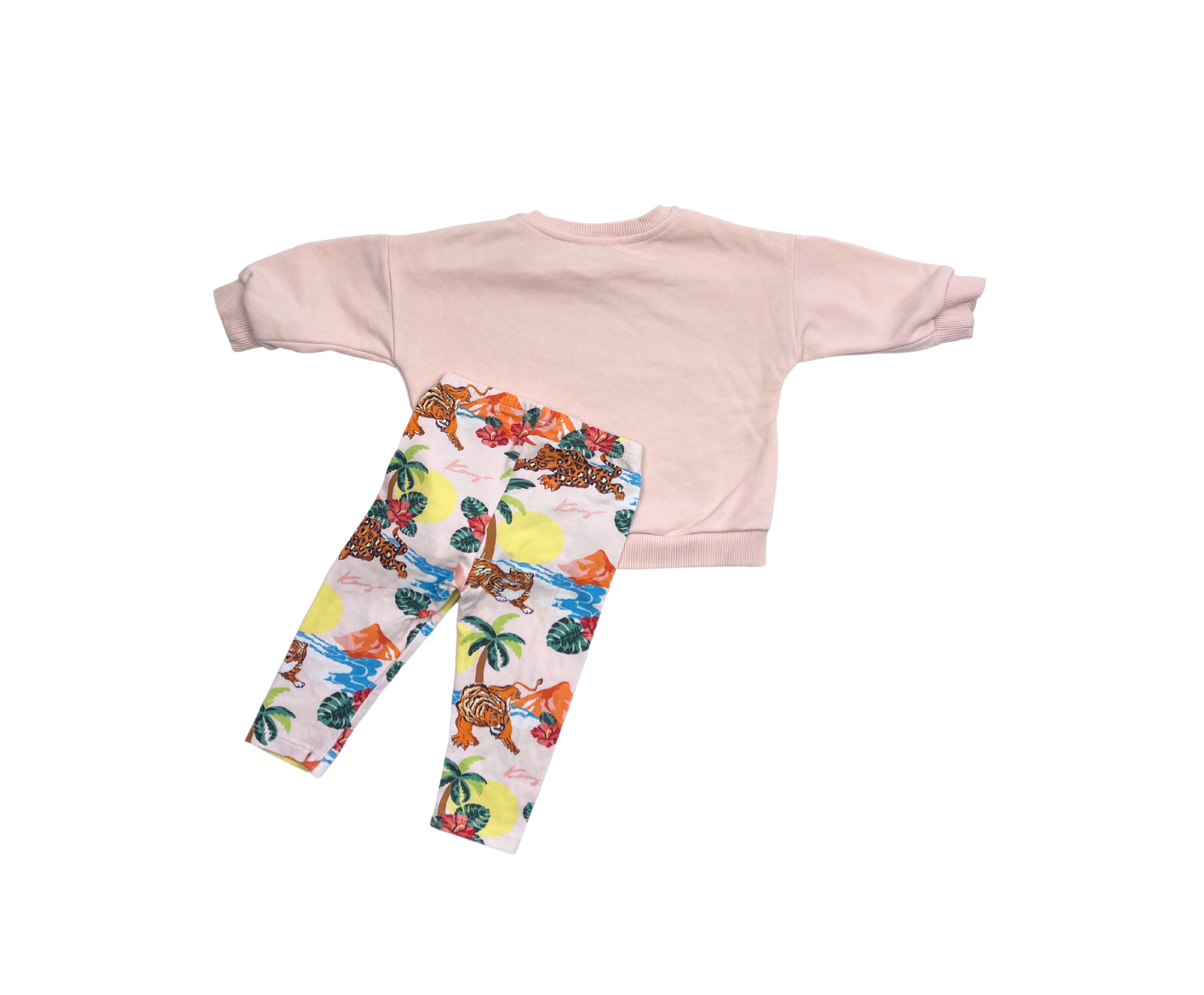 KENZO - Ensemble sweat + legging roses à motifs - 6 mois