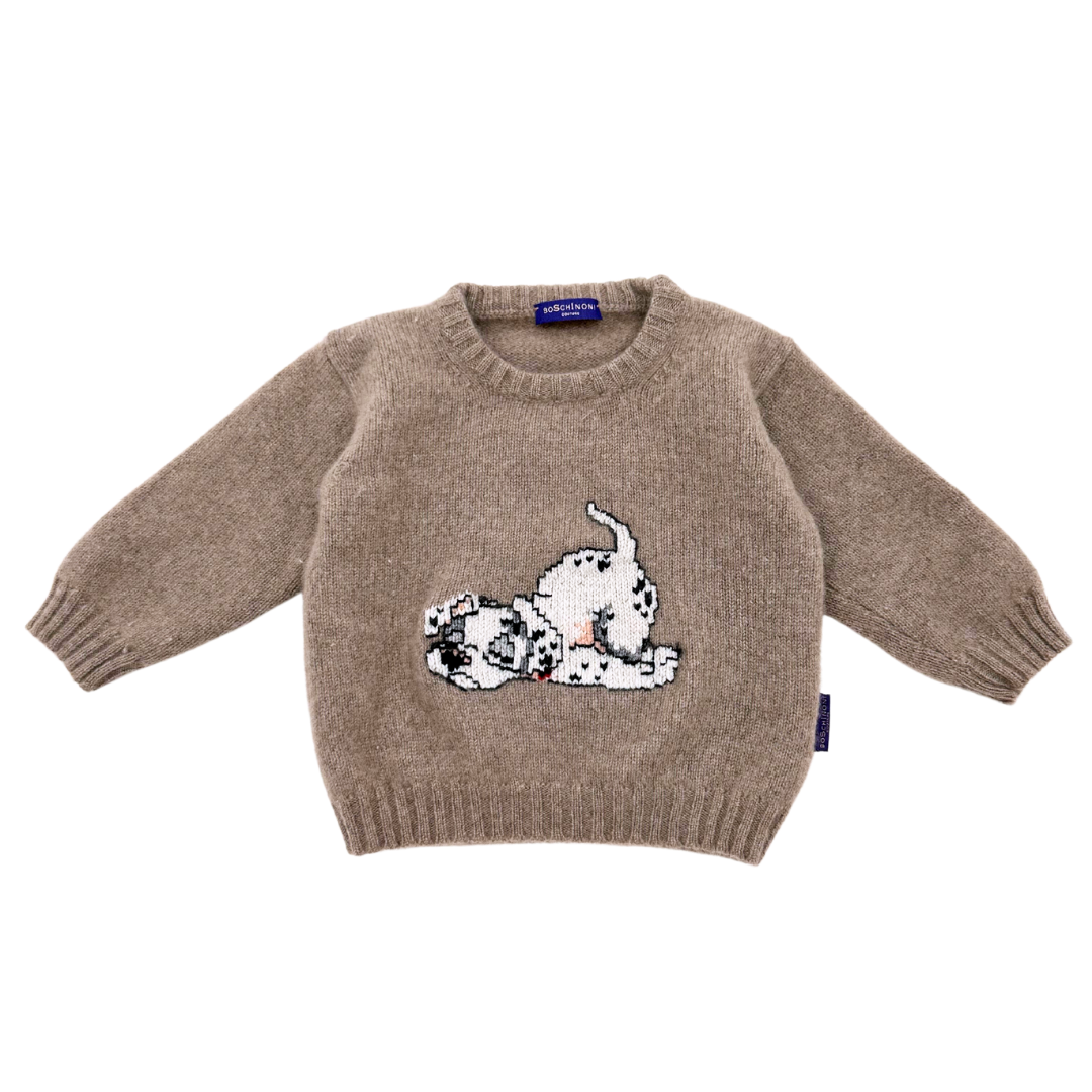 BOSHINONI - Pull taupe dalmatien - 18 mois