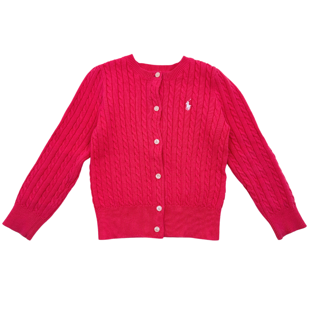 RALPH LAUREN - Cardigan rose à torsades - 3 ans