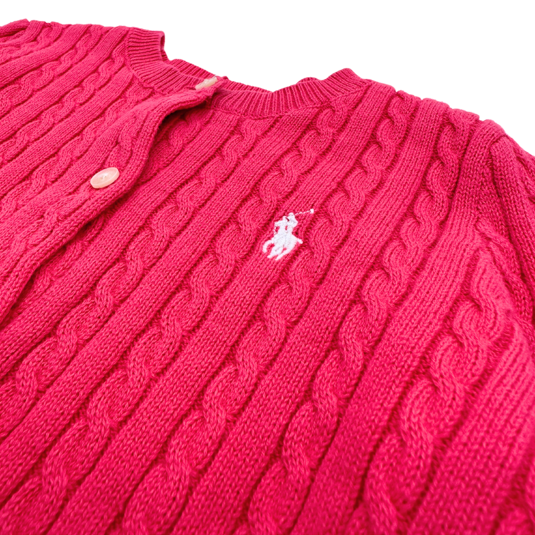 RALPH LAUREN - Cardigan rose à torsades - 3 ans