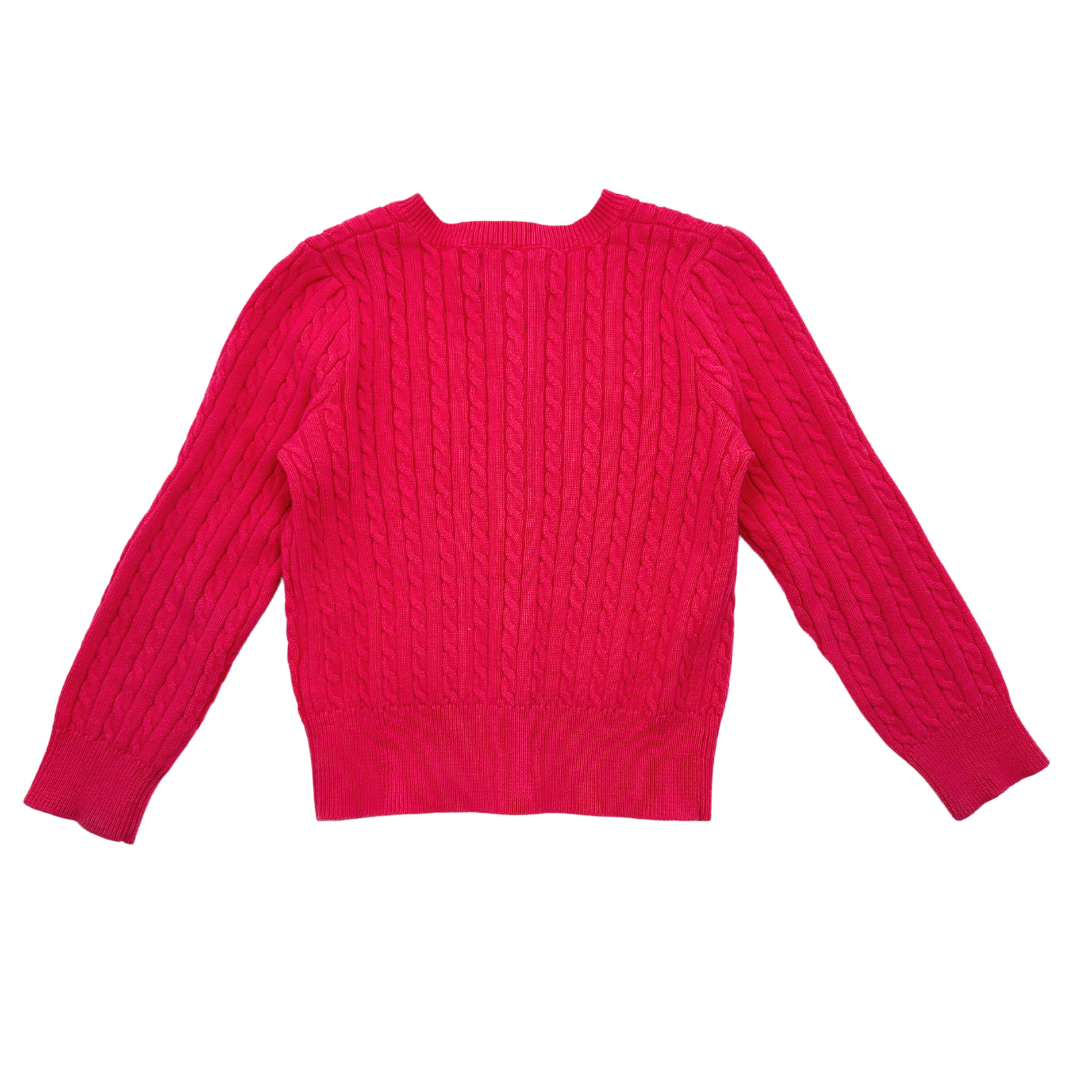 RALPH LAUREN - Rosa Strickjacke mit Zopfmuster - 3 Jahre
