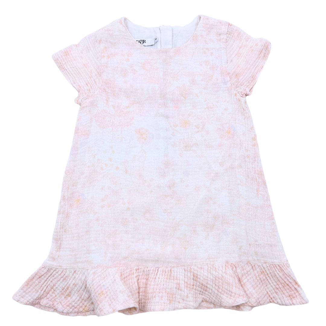 BABY DIOR - Robe rose et blanche à fleur - 3 ans