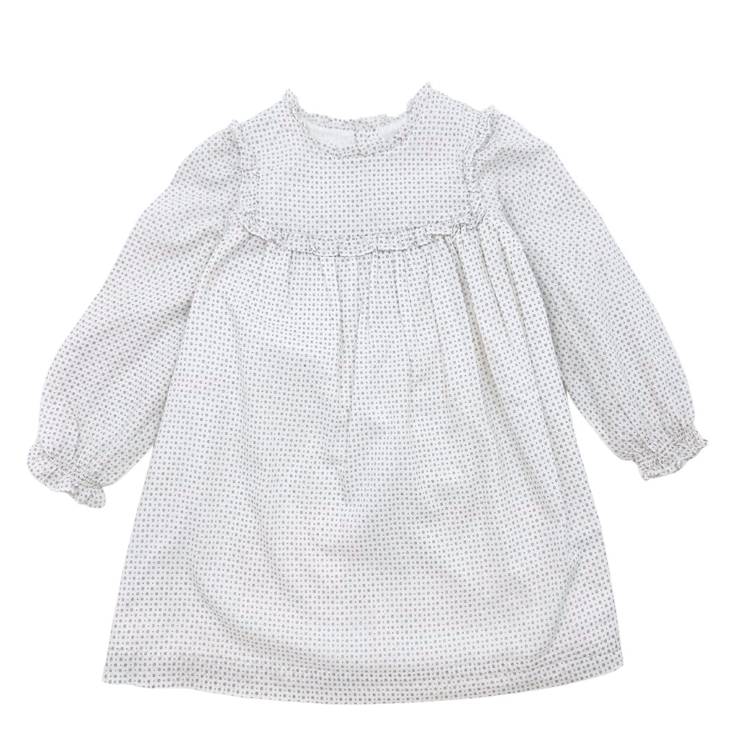 BONPOINT - Robe blanche à pois gris - 3 ans