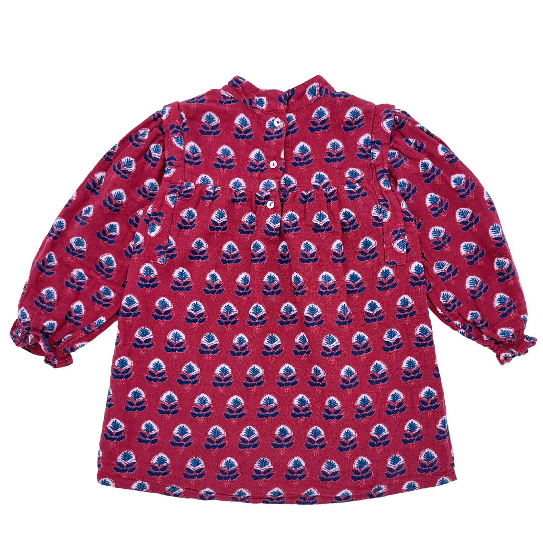 NICOLI - Robe rouge à fleurs - 3 ans