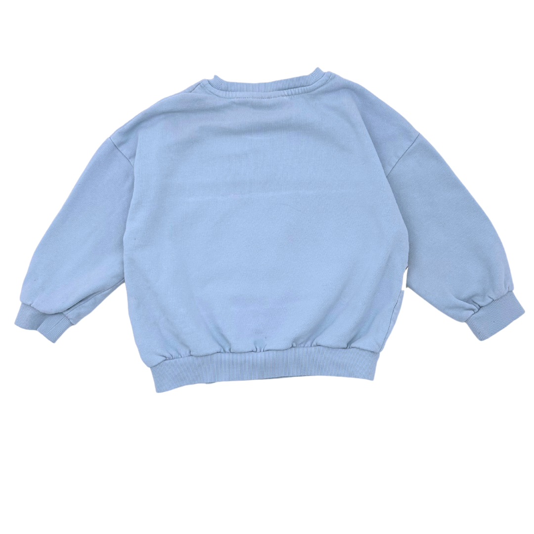MINI RODINI - Sweat bleu oiseaux jaunes - 4 ans
