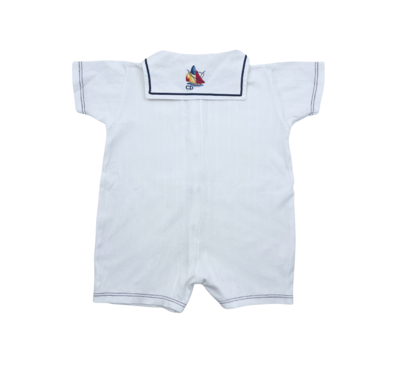 BABY DIOR - Combinaison Blanche, motif voilier sur le col - 12 mois