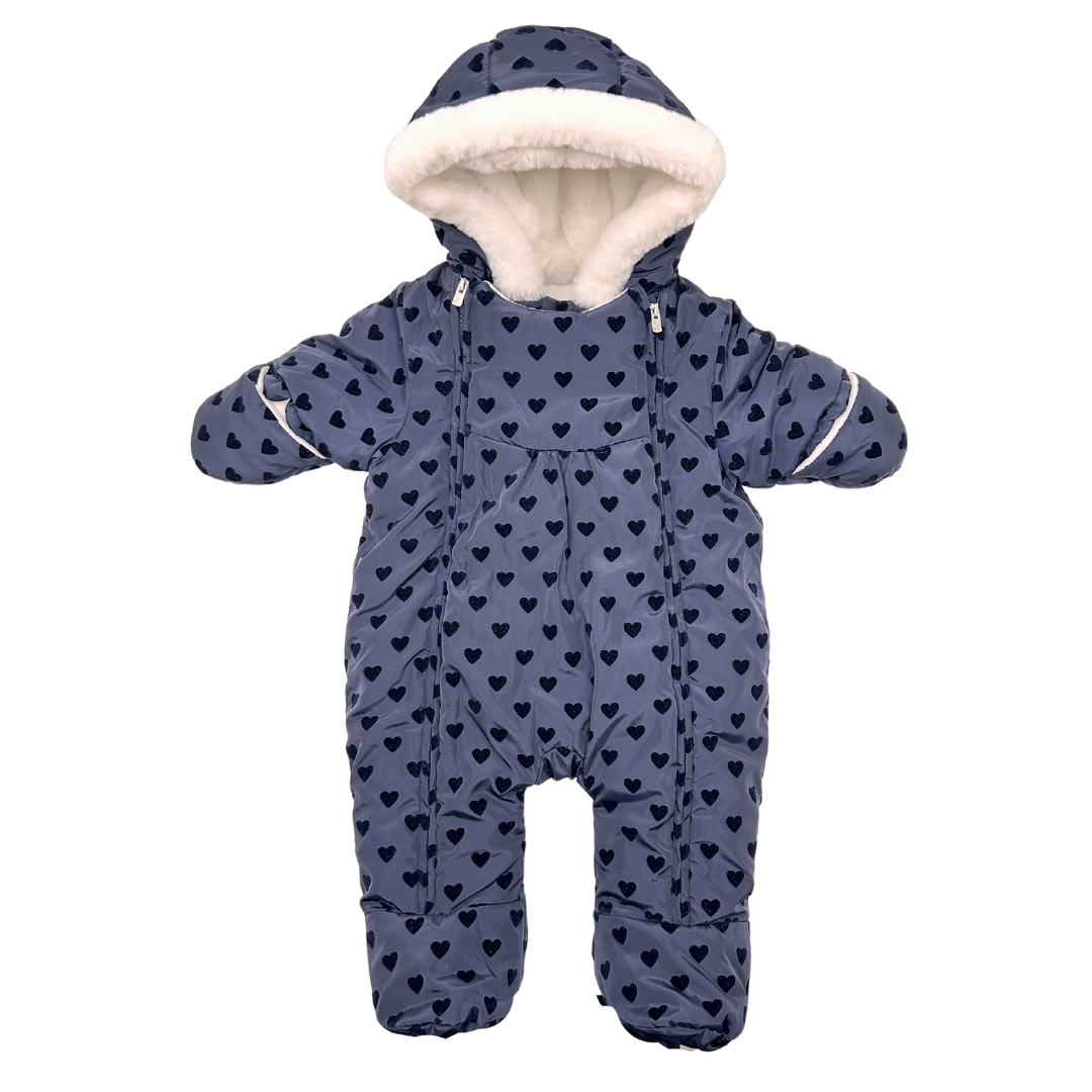 JACADI - Combinaison bleu marine à coeurs - 6 mois