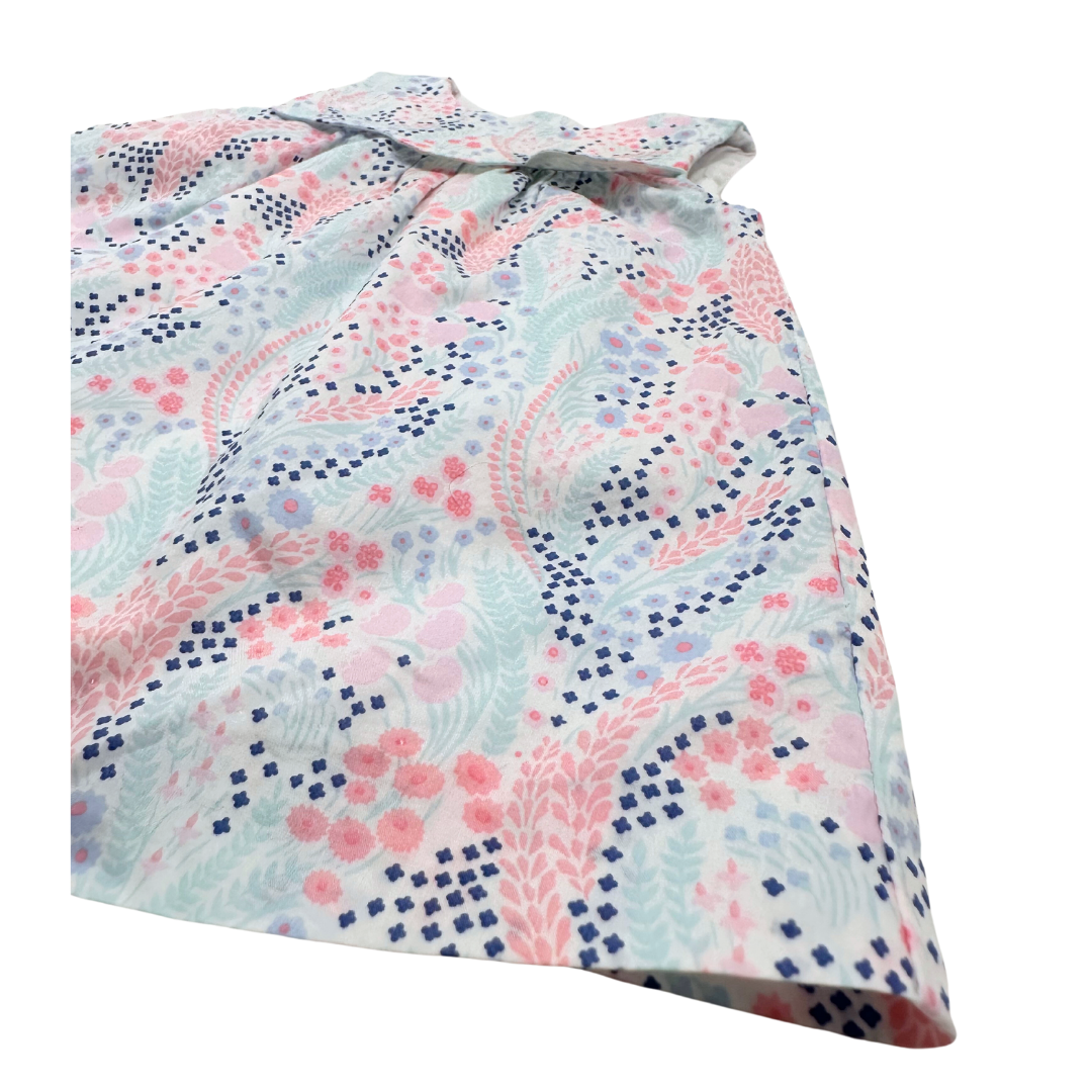 JACADI - Robe blanche bleu et rose - 3 mois