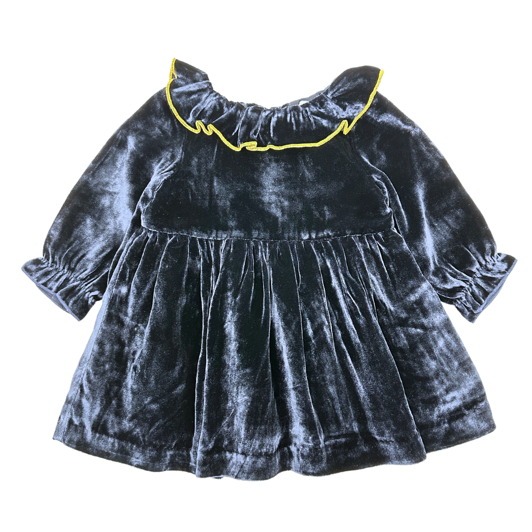 JACADI - Robe bleu en velours - 6 mois