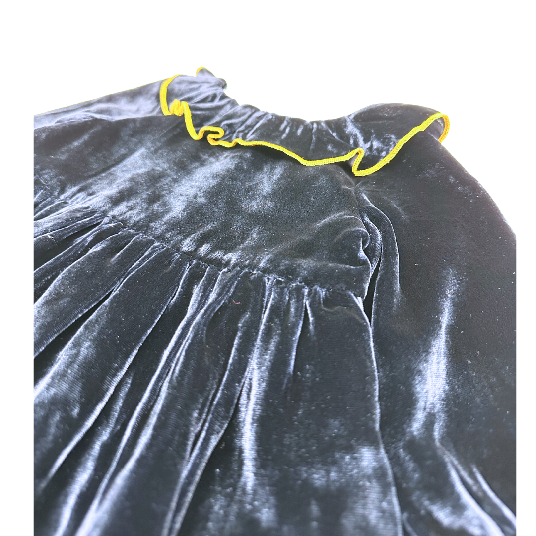 JACADI - Robe bleu en velours - 6 mois