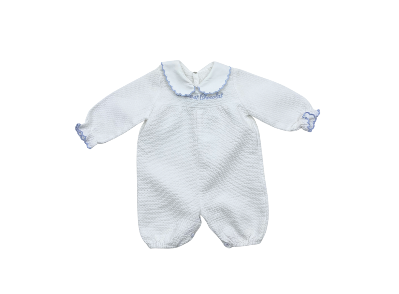 TARTINE ET CHOCOLAT - Combinaison blanche détails bleus - 1 mois