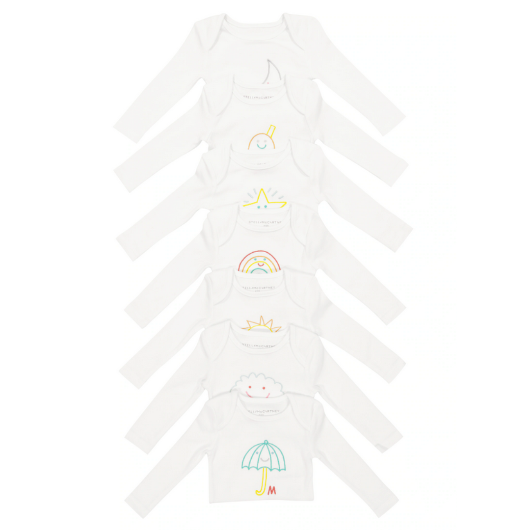 STELLA MCCARTNEY - Set of 7 white bodysuits (new) - 12 months