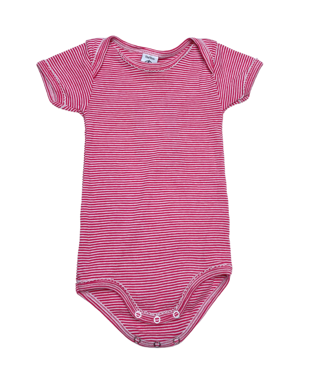 PETIT BATEAU - Rot gestreifter Body - 12 Monate