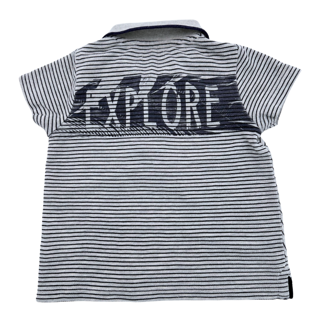 IKKS - Polo gris à rayures - 12 mois