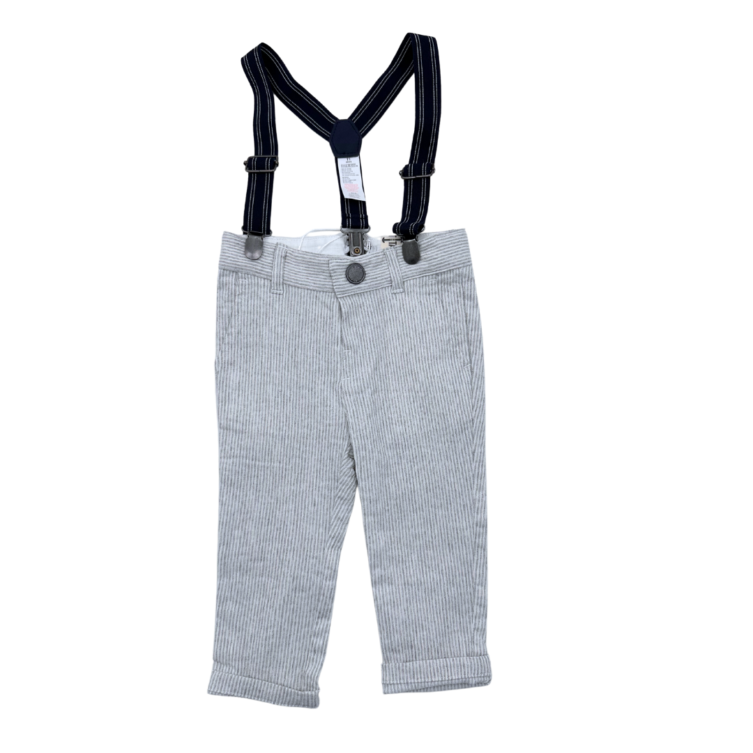 IKKS - Salopette grise à rayures (neuf) - 12 mois