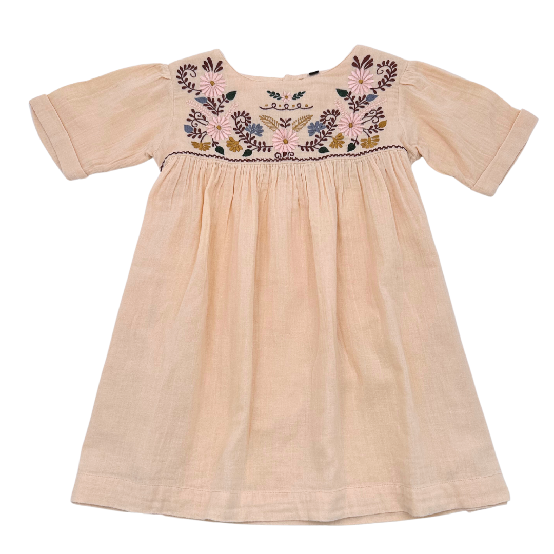 BONJOUR - Robe beige brodée - 6 ans