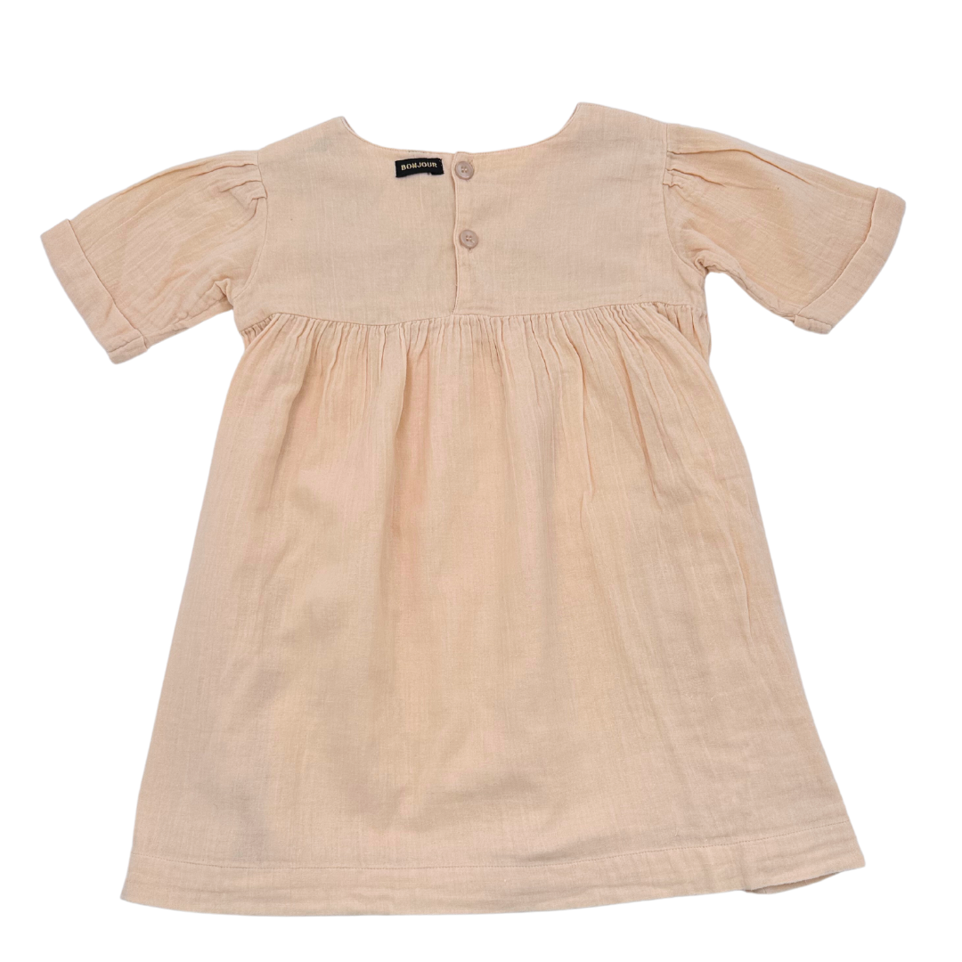 BONJOUR - Robe beige brodée - 6 ans