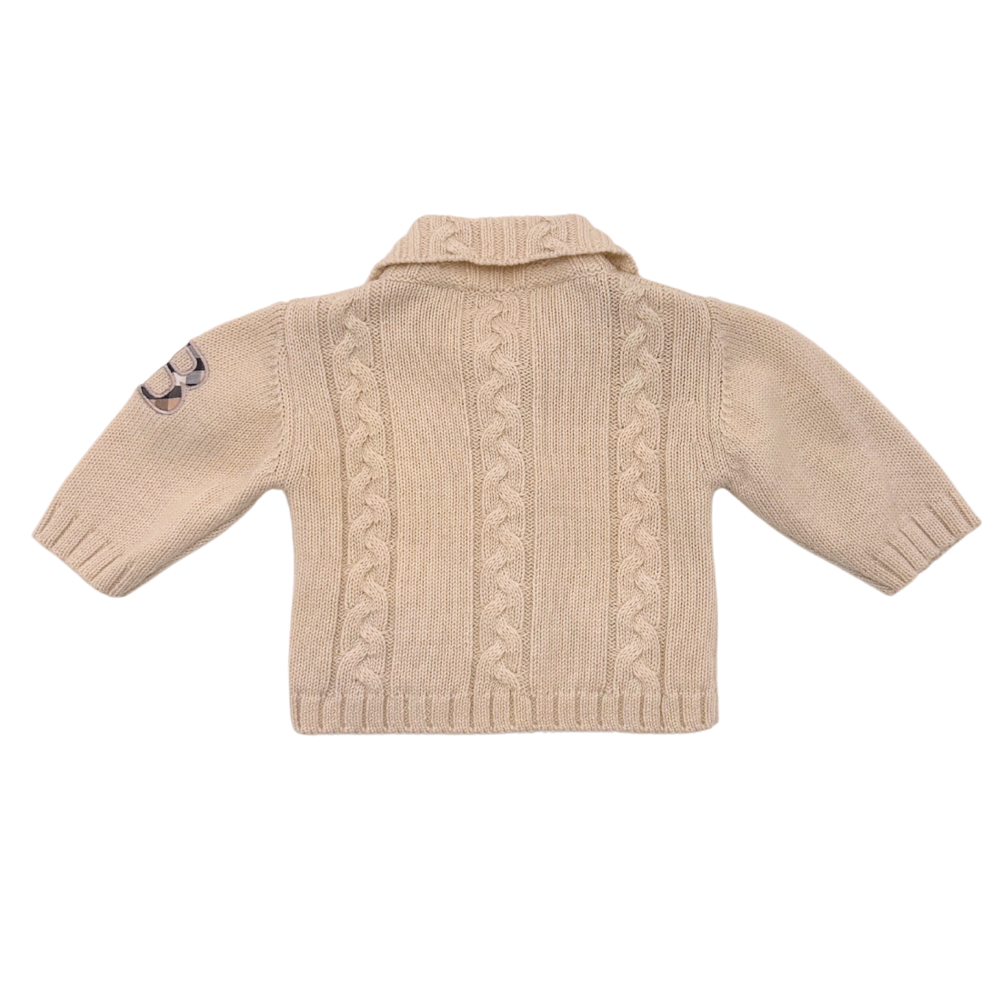 BURBERRY - Cremefarbene Strickjacke - 3 Monate