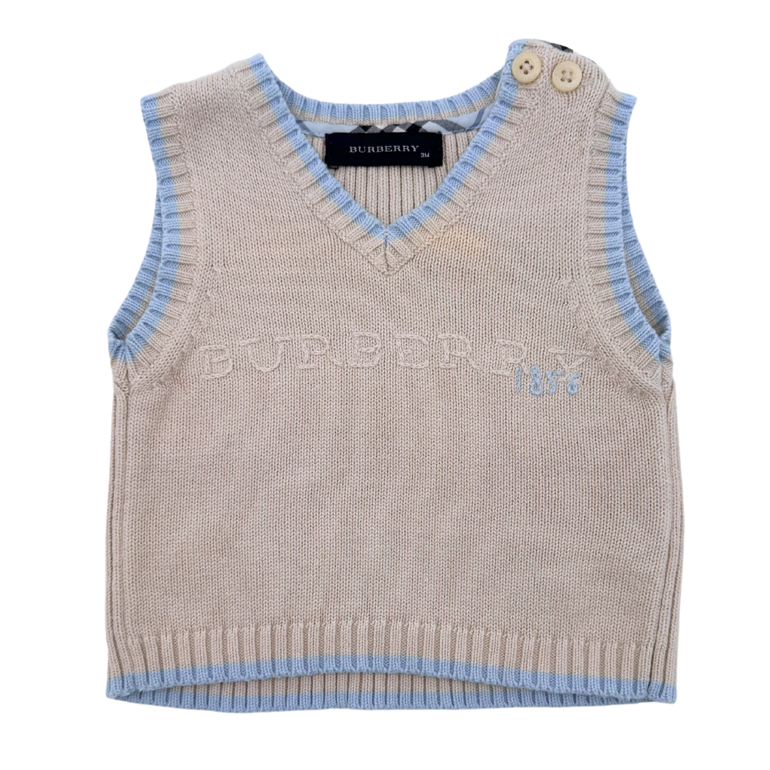 BURBERRY - Pull sans manches crème - 3 mois