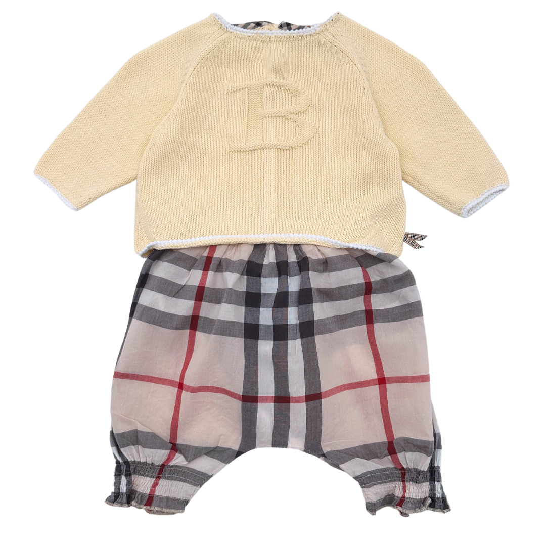 BURBERRY - Ensemble pull et pantalon - 3 mois