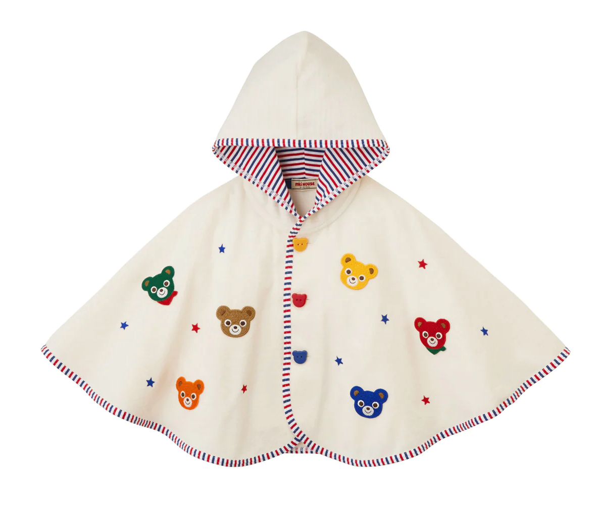 MIKI HOUSE - Poncho en coton blanc - 12/18 mois