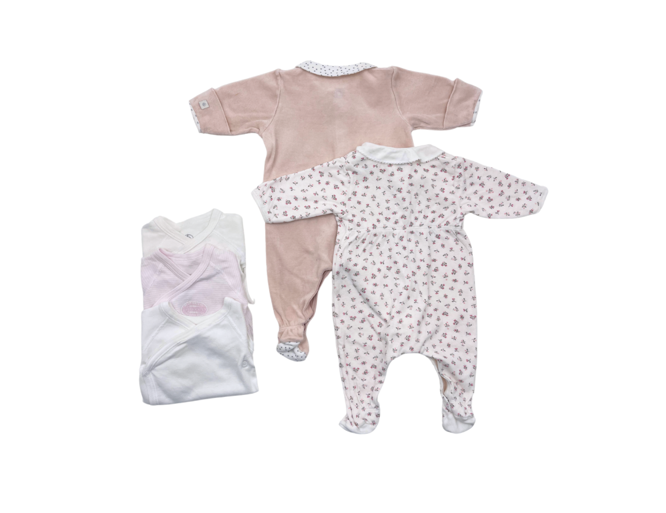 PETIT BATEAU - Lot de 3 bodies manches longues et 2 pyjamas - 1 mois