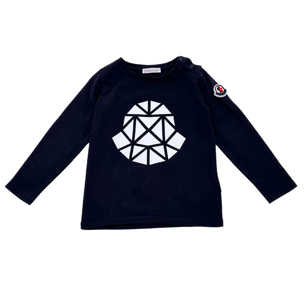 MONCLER - T-shirt à manches longues bleu marine - 2 ans