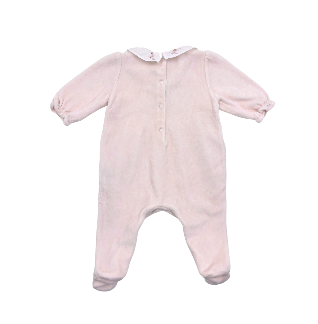 TARTINE ET CHOCOLAT - Pyjama rose à fleurs brodées - 1 mois
