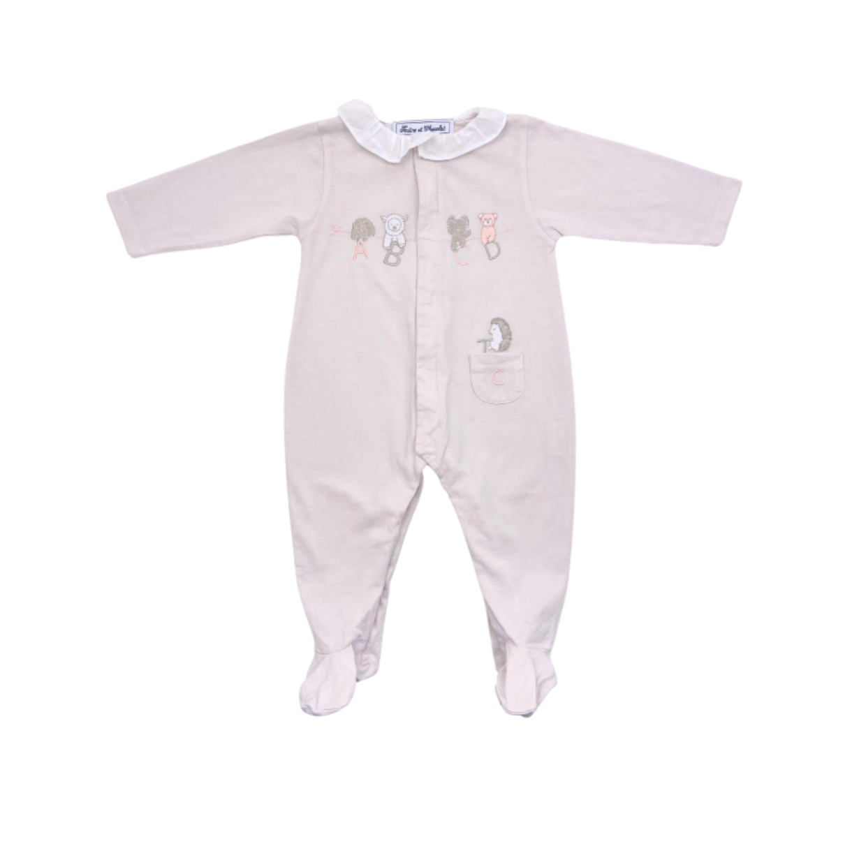TARTINE ET CHOCOLAT - Pyjama ABCD rose en coton - 6 mois