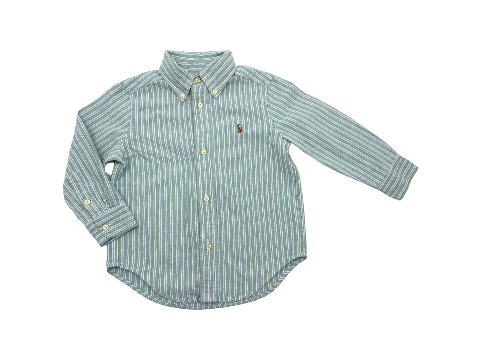 RALPH LAUREN - Chemise verte à rayures - 2 ans