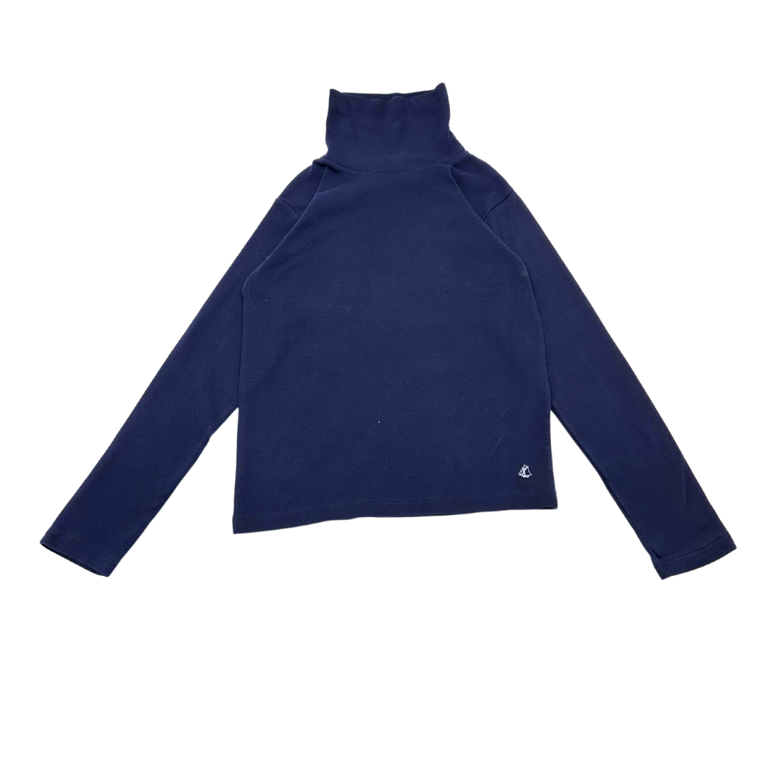 PETIT BATEAU - Navy blue long-sleeved t-shirt - 10 years