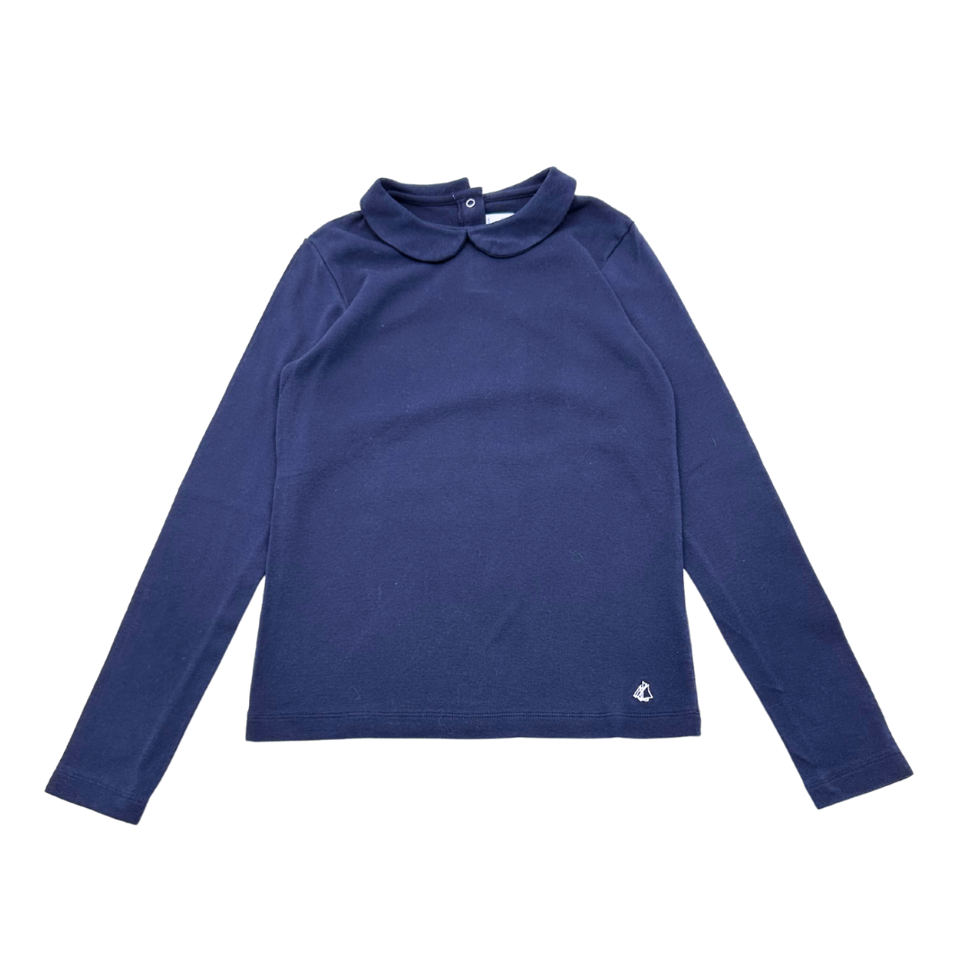 PETIT BATEAU - Navy blue long-sleeved t-shirt - 10 years