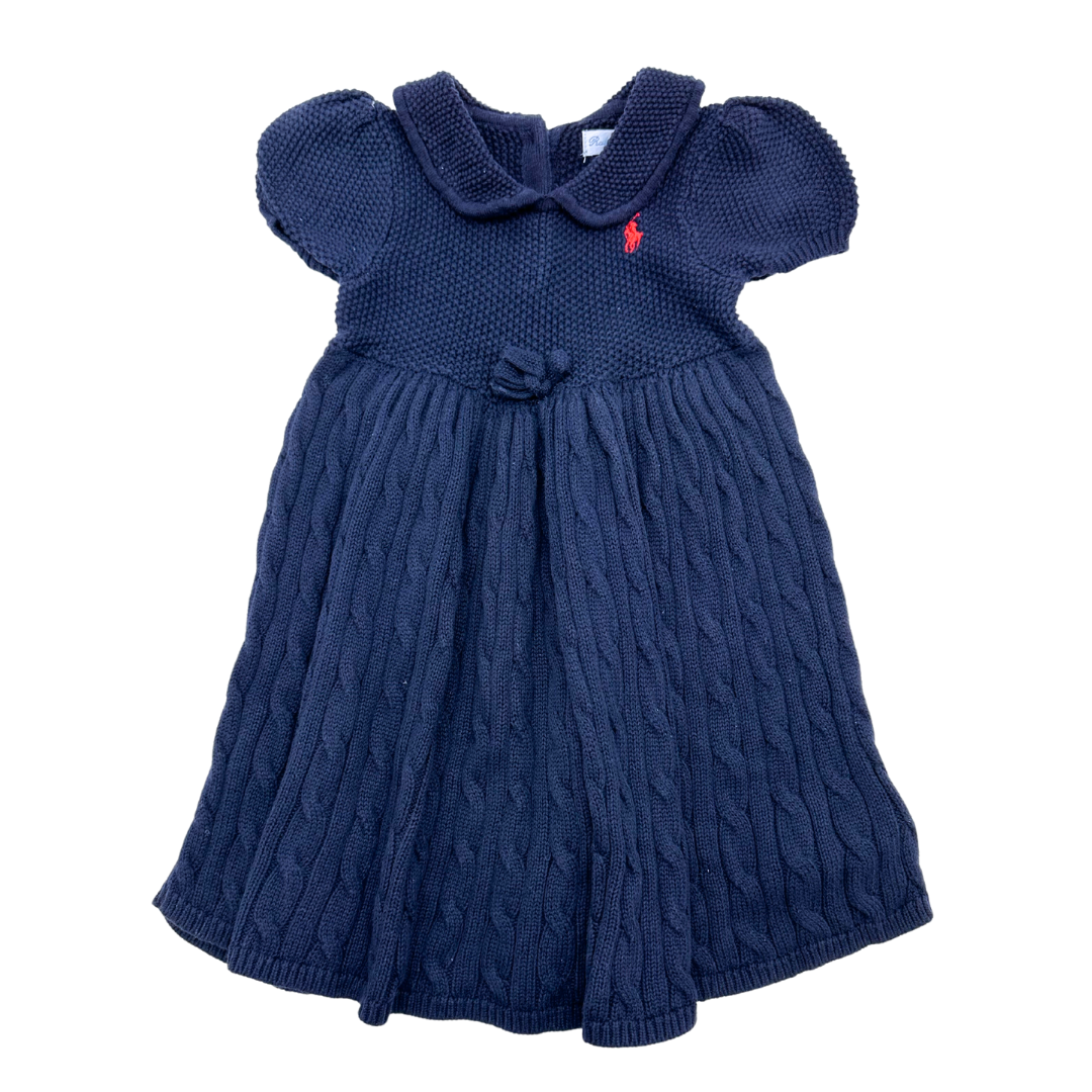 RALPH LAUREN - Robe en tricot bleu marine - 9 mois