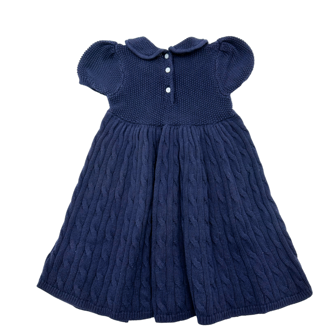 RALPH LAUREN - Robe en tricot bleu marine - 9 mois