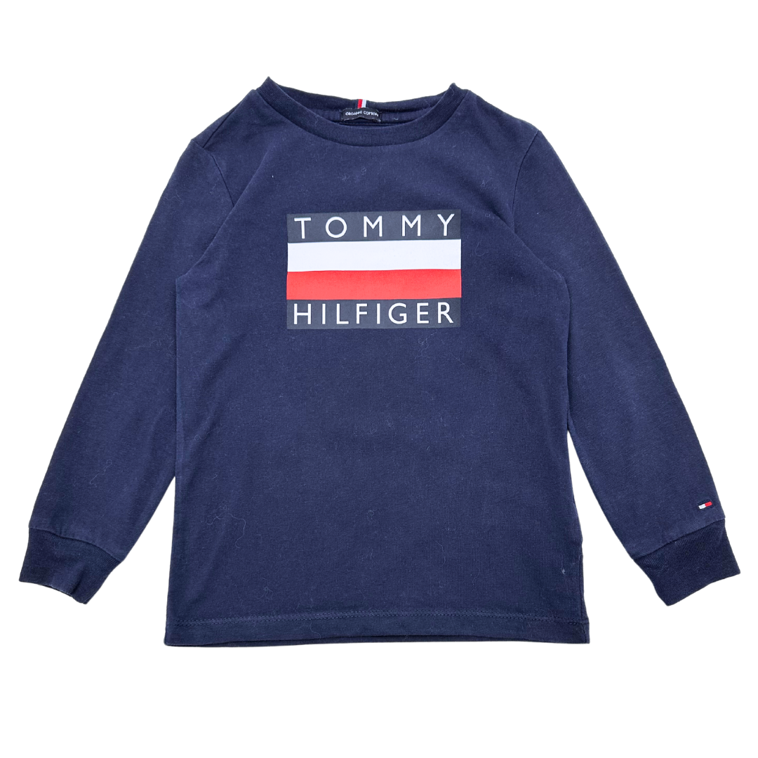 TOMMY HILFIGER - Marineblaues Langarm-T-Shirt - 5 Jahre