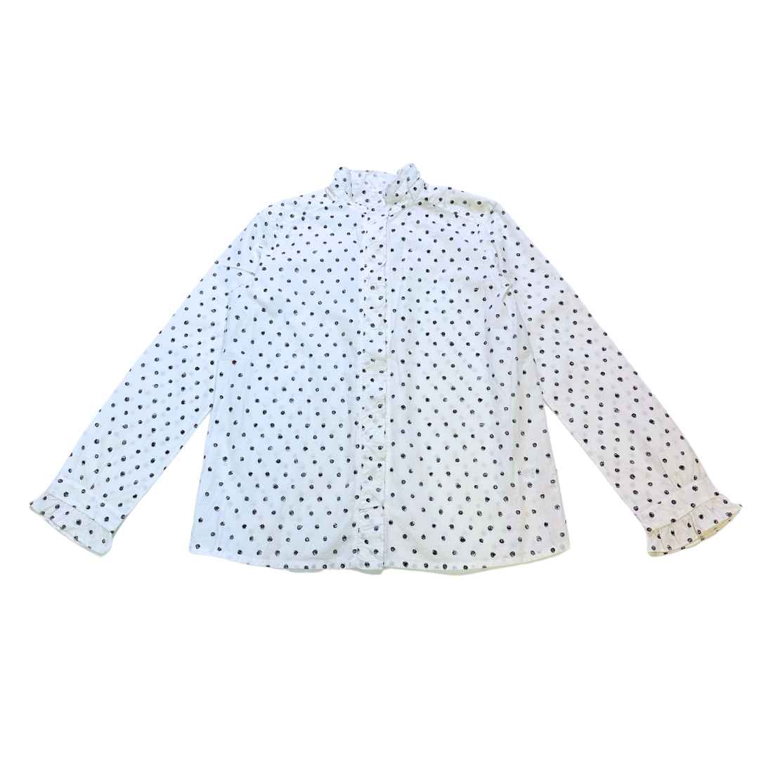 BONPOINT - White polka dot blouse - 12 years