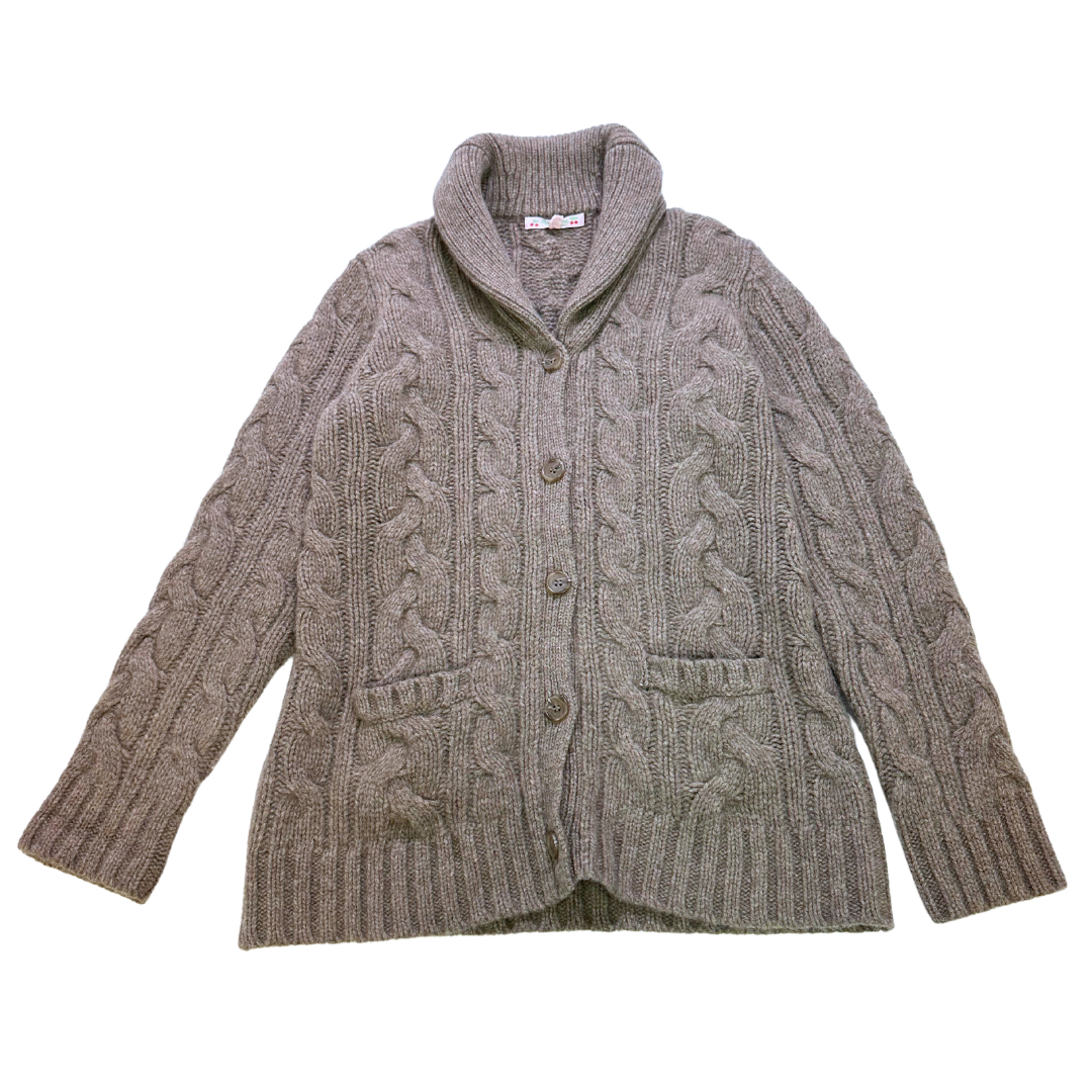 BONPOINT - Brown cable-knit cardigan - 12 years