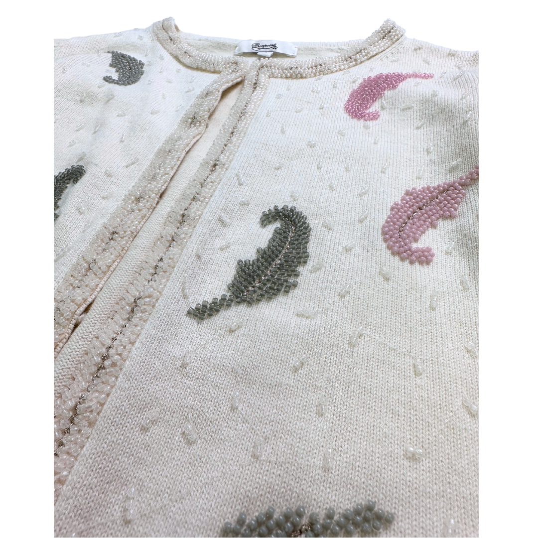 BONPOINT - Ecru cardigan decorated with pearls - 12 years