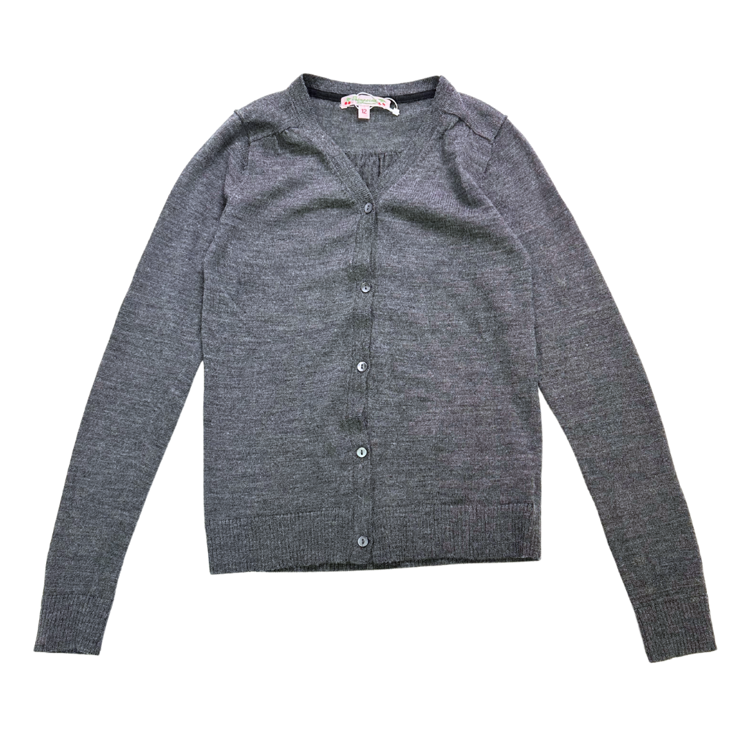 BONPOINT - Cardigan en laine gris foncé (neuf) - 12 ans