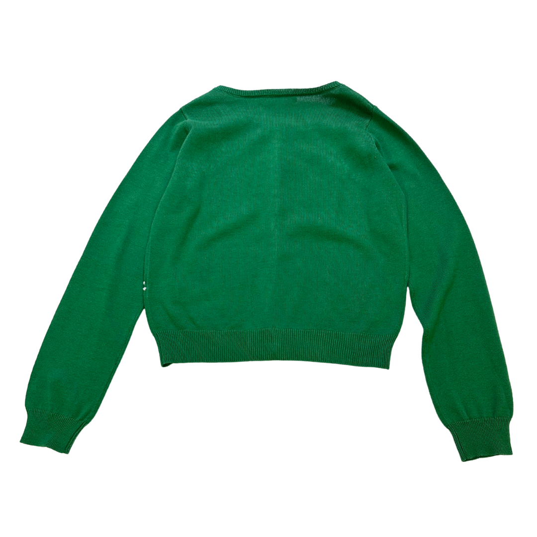 BONPOINT - Green embroidered cotton cardigan - 10 years