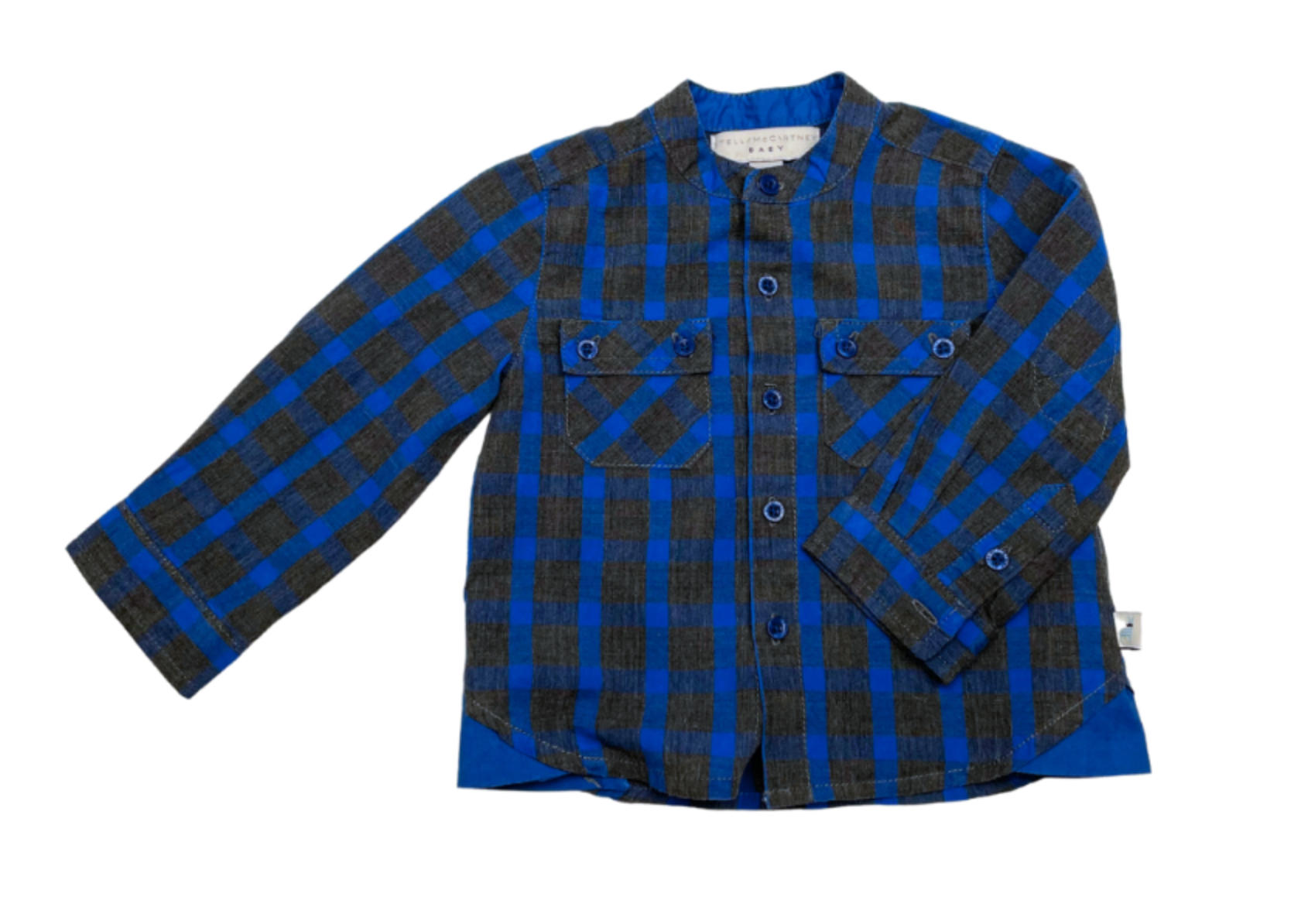 STELLA MCCARTNEY - Chemise à carreaux grise et bleue - 6 mois