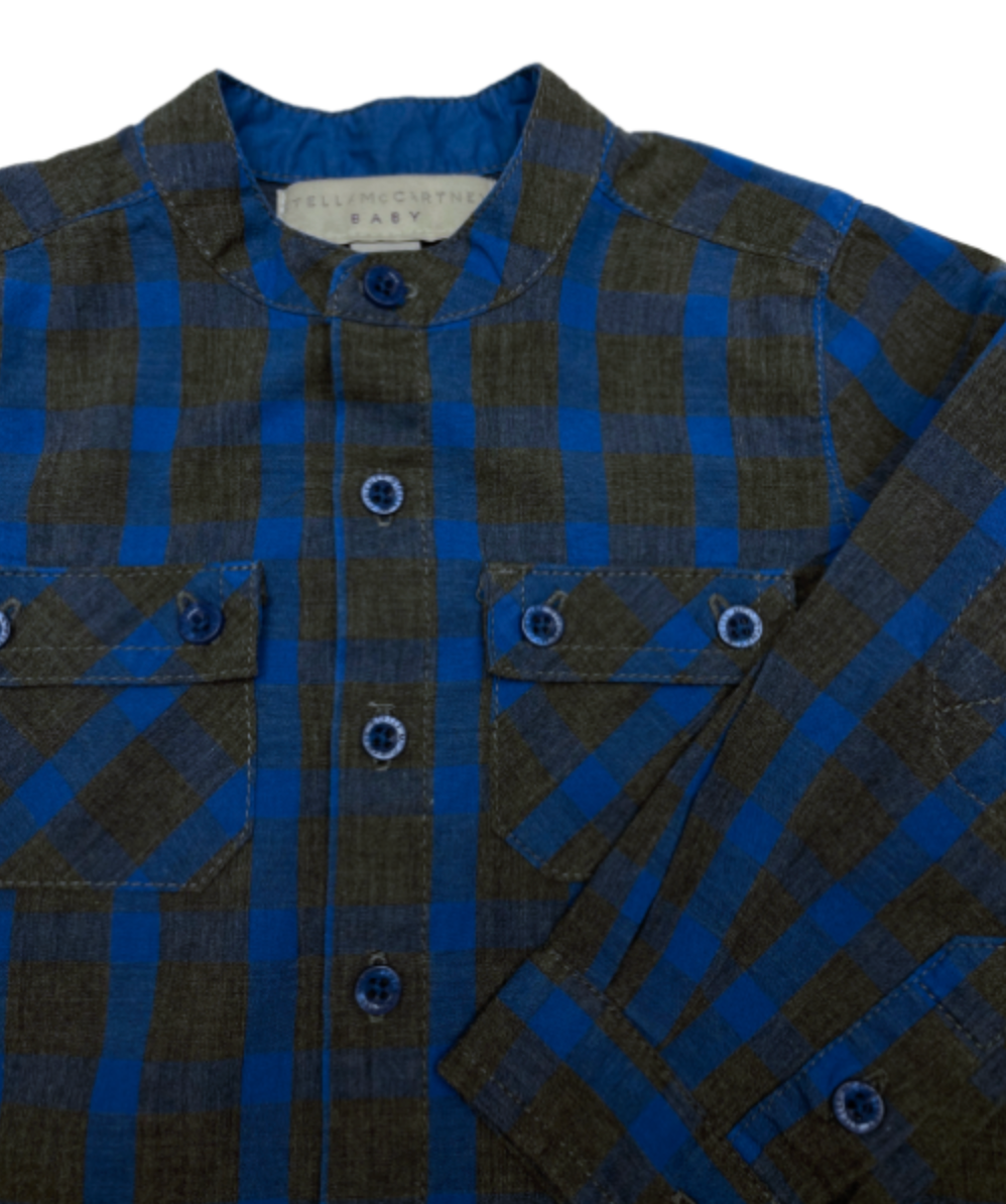 STELLA MCCARTNEY - Chemise à carreaux grise et bleue - 6 mois