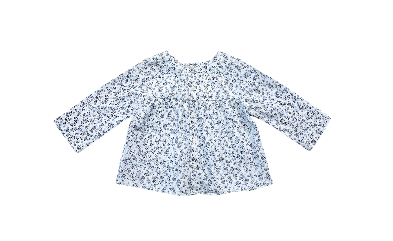 JACADI - Blaue Bluse mit Blumenmuster - 6 Monate