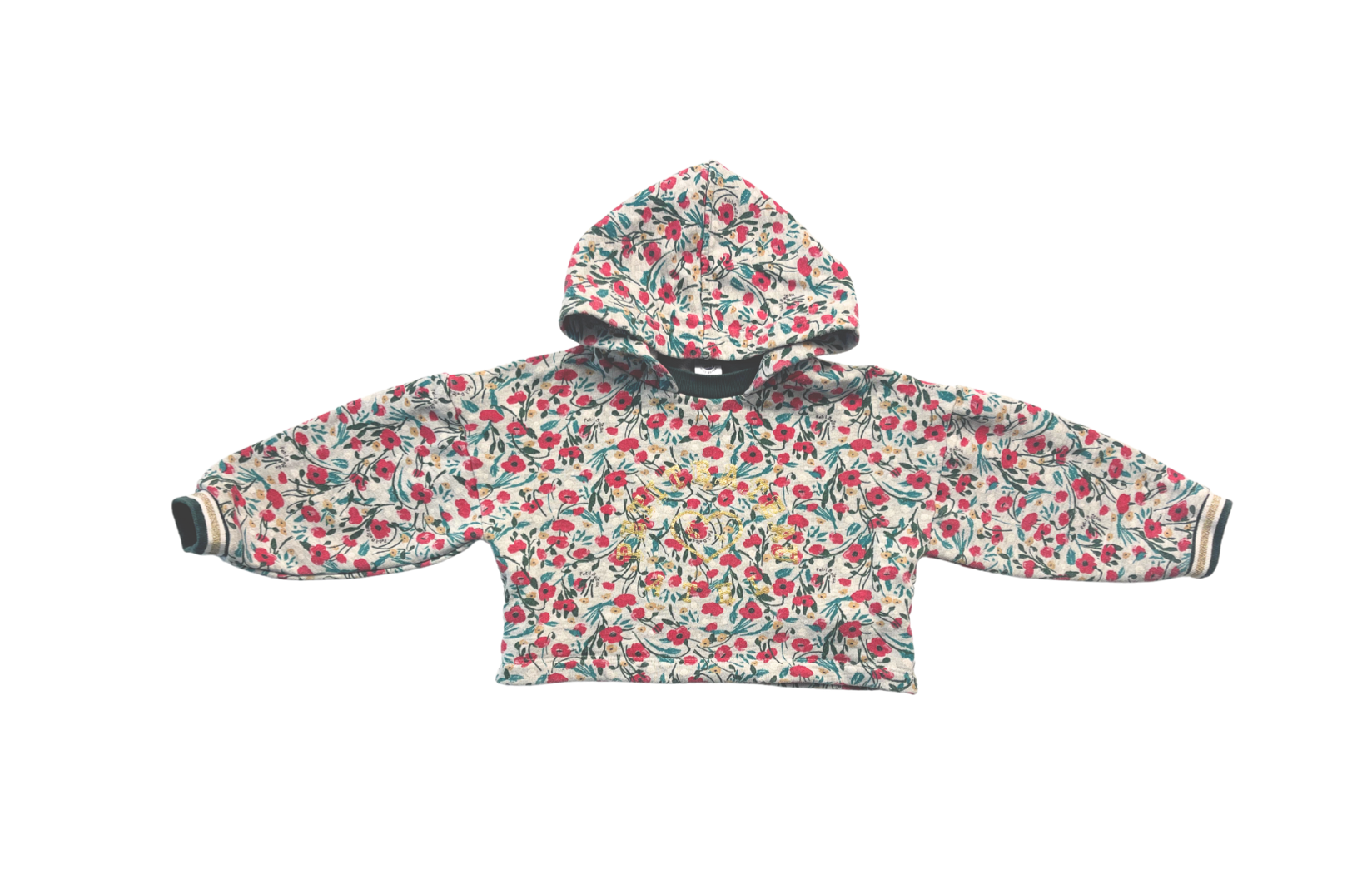 PETIT BATEAU - Crop-Top-Sweatshirt mit Blumenmuster - 5 Jahre