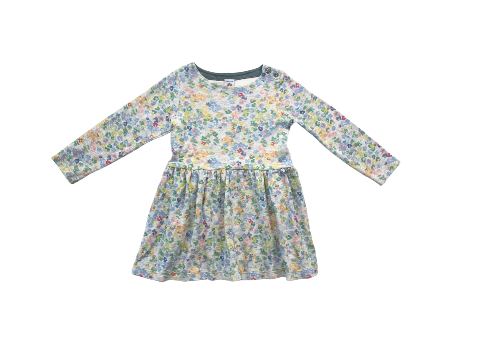 PETIT BATEAU - Graues Baumwollkleid mit Blumenmuster - 5 Jahre
