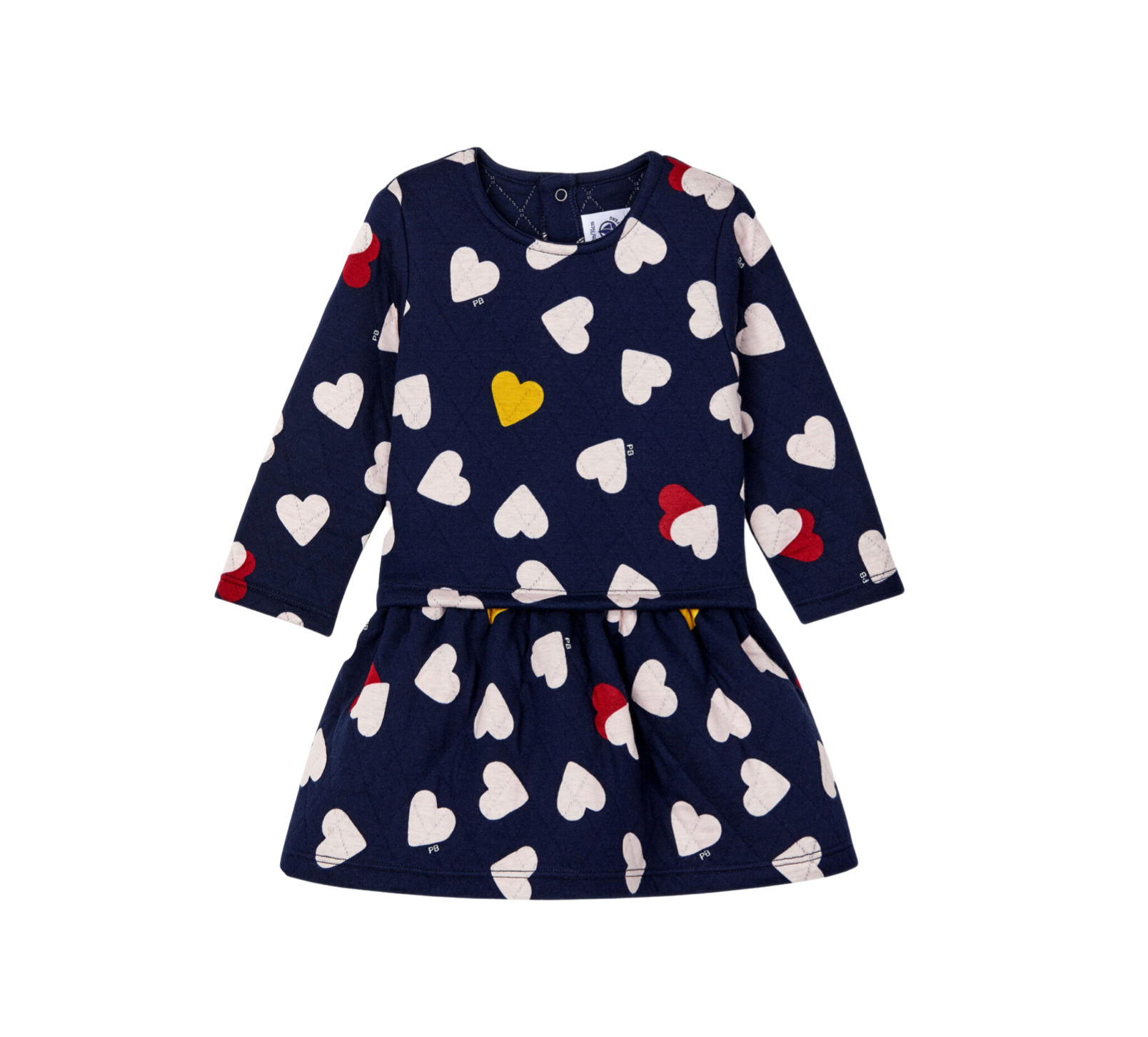 PETIT BATEAU - Marineblaues Steppkleid mit Herzmuster - 6 Jahre